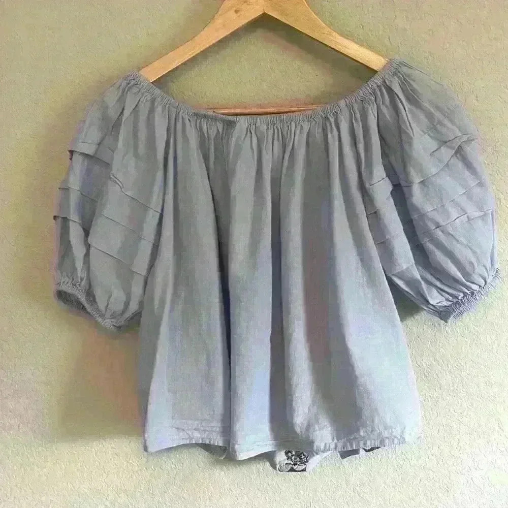 American Eagle Off the Shoulder Ballon Sleeves Floral Top Size XS - Picture 5 of 5